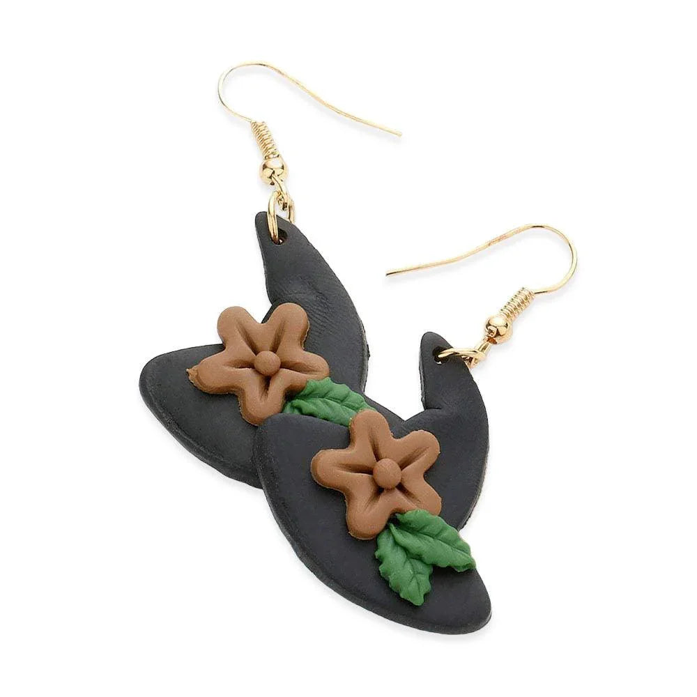 Black Polymer Clay Witch Hat Dangle Earrings - Jewelry Store by Erik Rayo