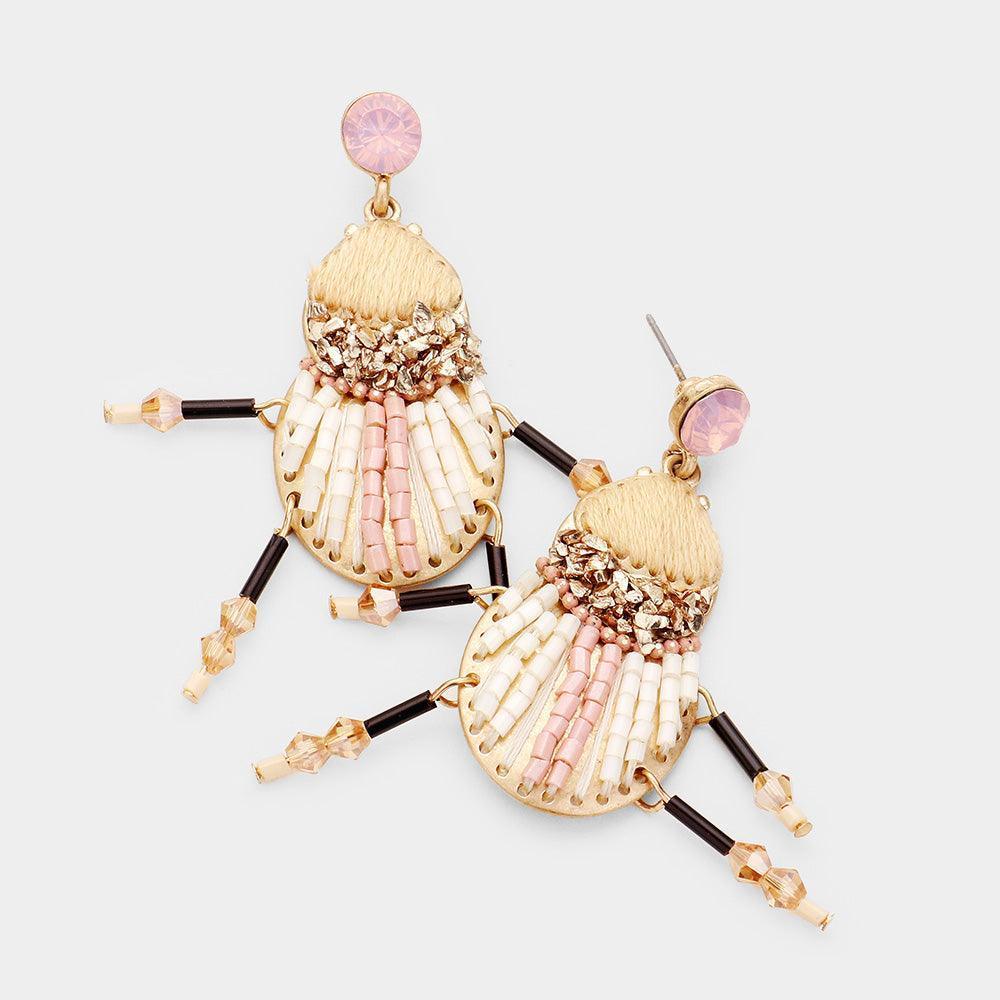 Gold Crystal Multi Bead Bug Earrings - Jewelry Store by Erik Rayo