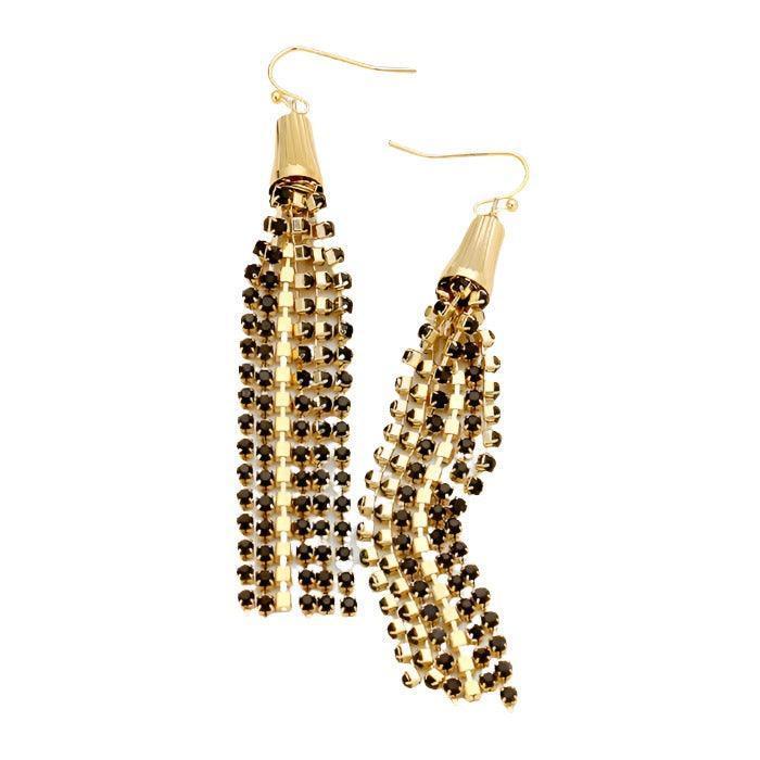 Gold Cup Chain Rhinestone Tassel Earrings - Jewelry Store by Erik Rayo