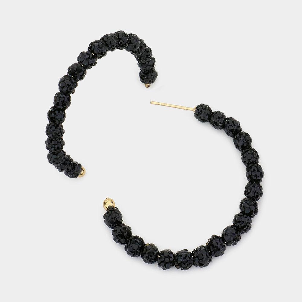 Black Shamballa Ball Cluster Hoop Earrings - Jewelry Store by Erik Rayo