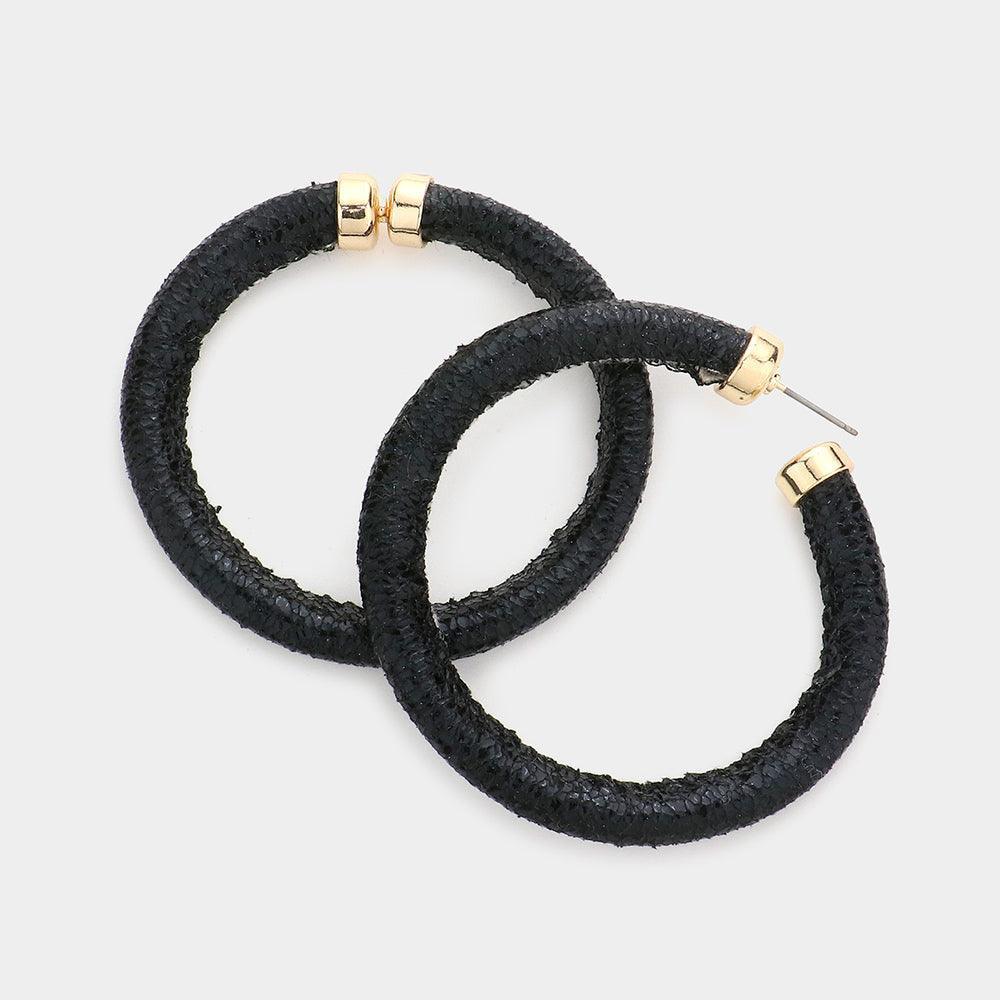 Black Colored Shiny Tube Hoop Earrings - Jewelry Store by Erik Rayo