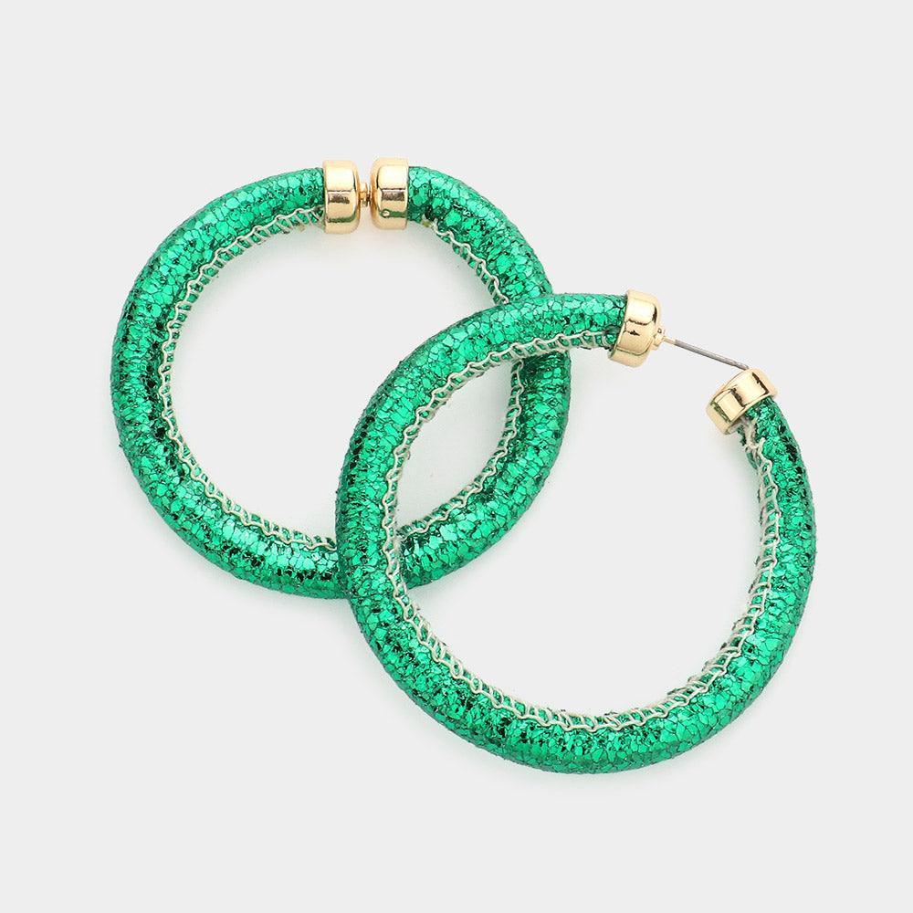 Green Colored Shiny Tube Hoop Earrings - Jewelry Store by Erik Rayo