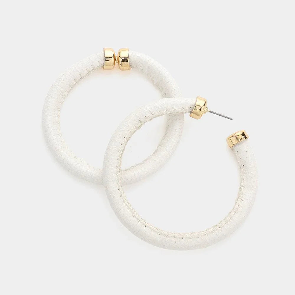 White Colored Shiny Tube Hoop Earrings - Jewelry Store by Erik Rayo