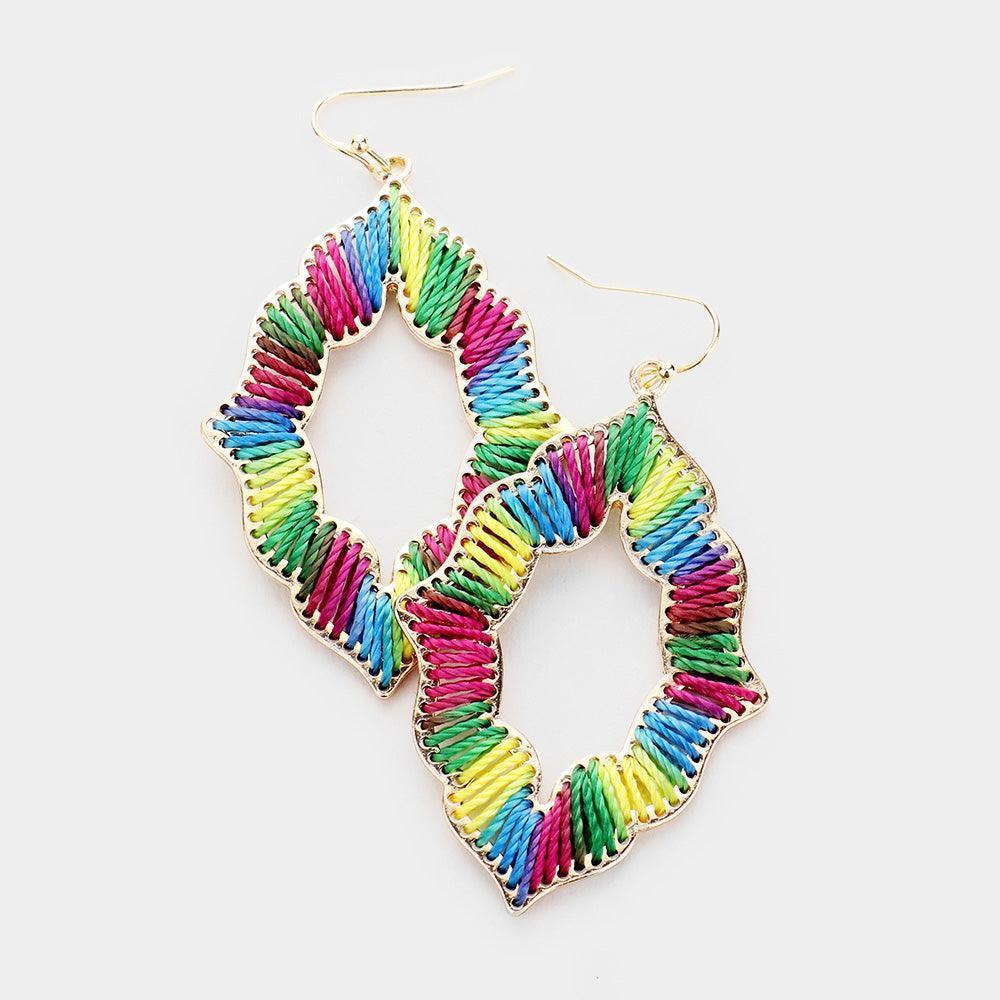 Green Colorful Threaded Trim Dangle Earrings - Jewelry Store by Erik Rayo