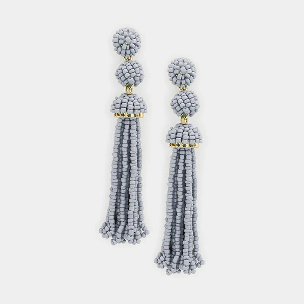 Beaded Ball Drop Tassel Earrings - Jewelry Store by Erik Rayo