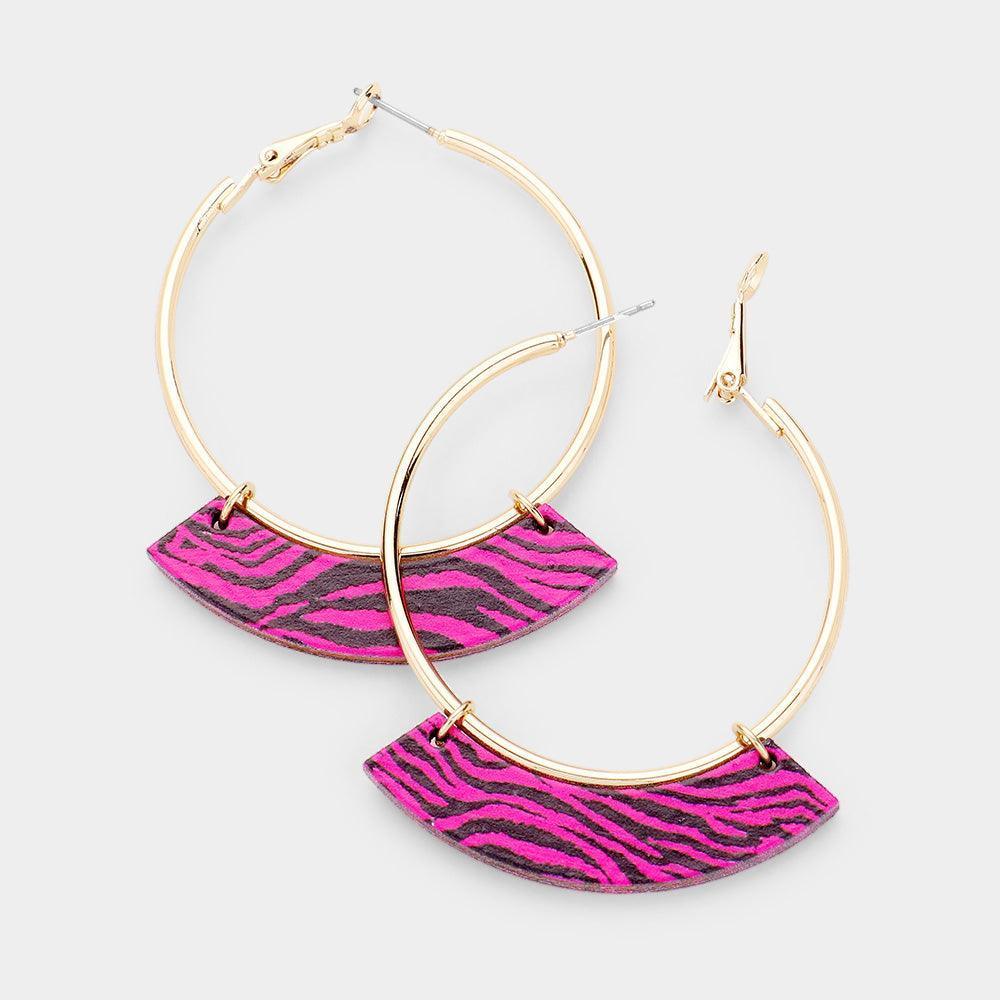 Gold Animal Pattern Print Wood Metal Dangle Earrings - Jewelry Store by Erik Rayo
