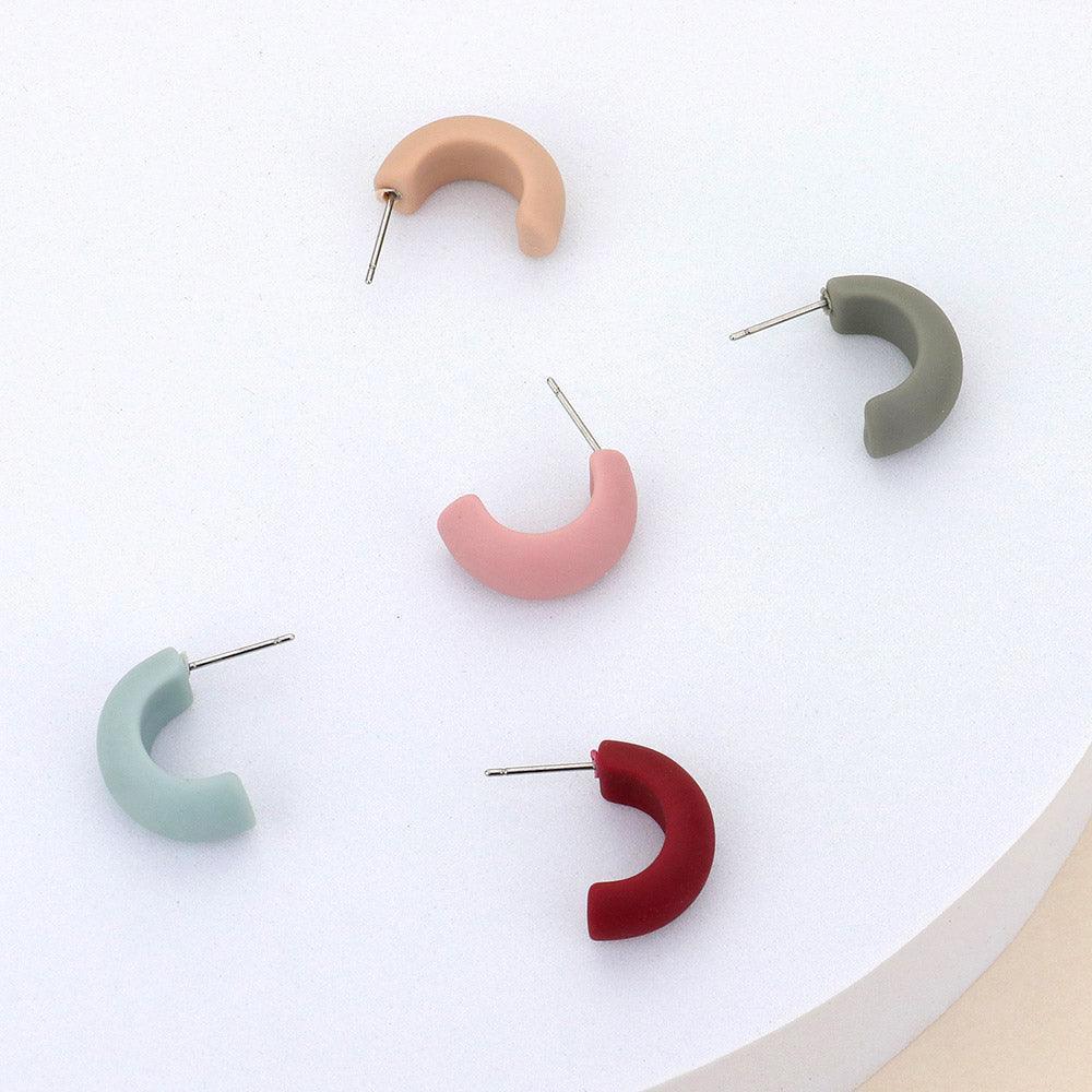 Pink Colored Half Hoop Earrings - Jewelry Store by Erik Rayo