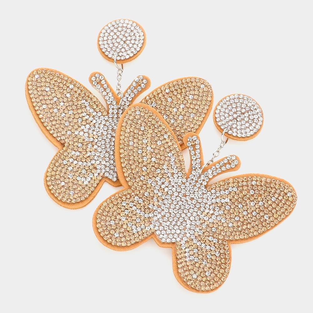 Felt Back Bling Butterfly Dangle Earrings - Jewelry Store by Erik Rayo