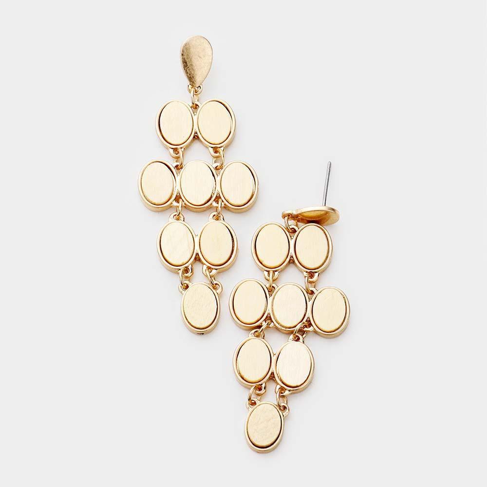 Gold Oval Wood Cluster Earrings - Jewelry Store by Erik Rayo