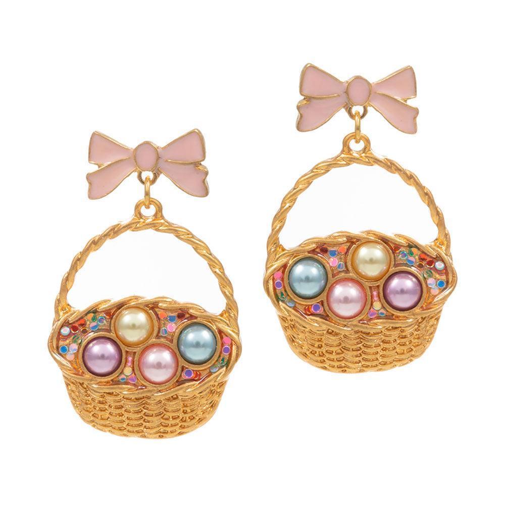 Easter Egg Basket Dangle Earrings - Jewelry Store by Erik Rayo