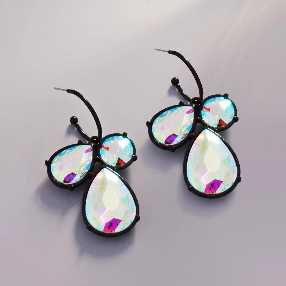 Black Teardrop Crystal Stone Dangle Earrings - Jewelry Store by Erik Rayo