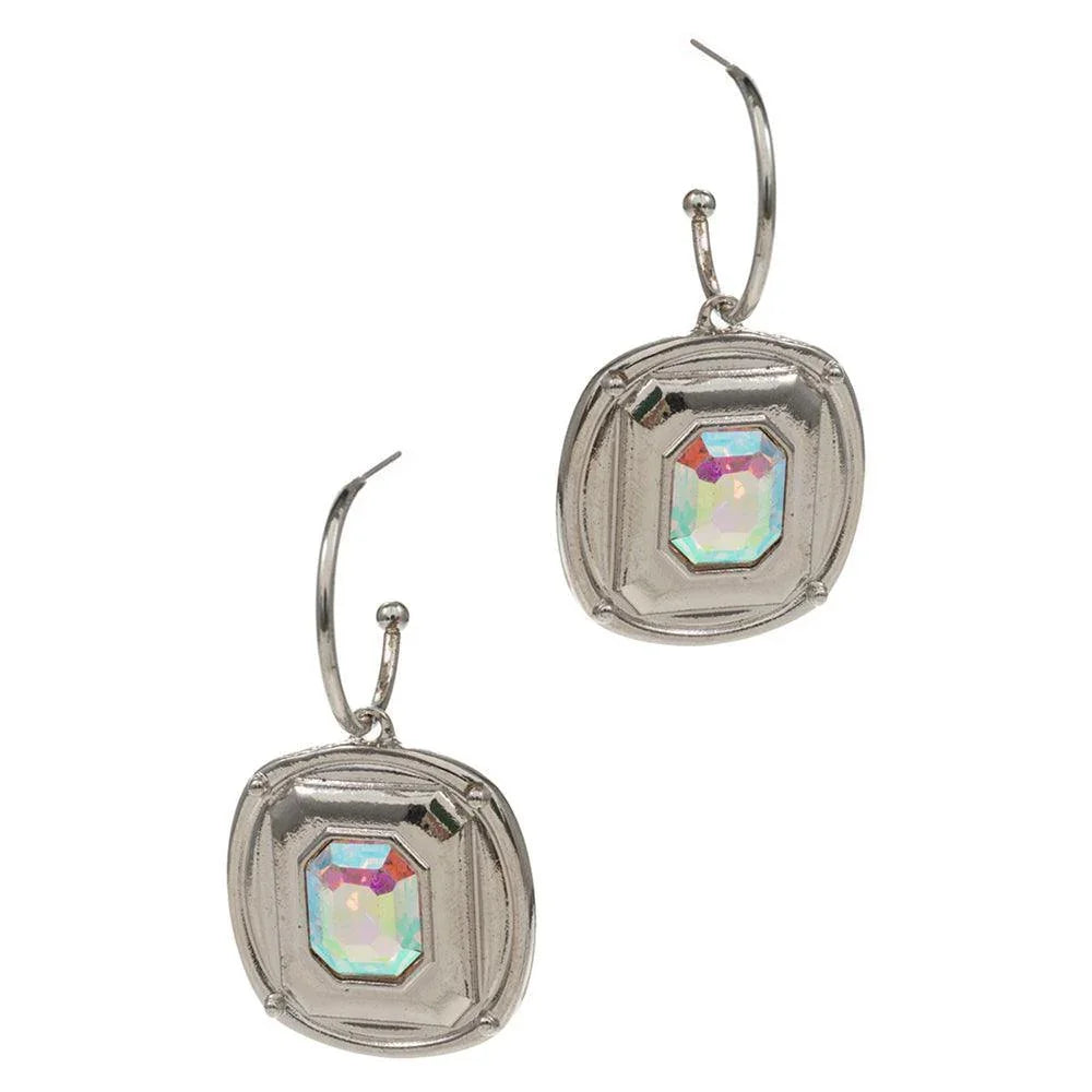 Crystal Stone Square Cluster Dangle Earrings - Jewelry Store by Erik Rayo