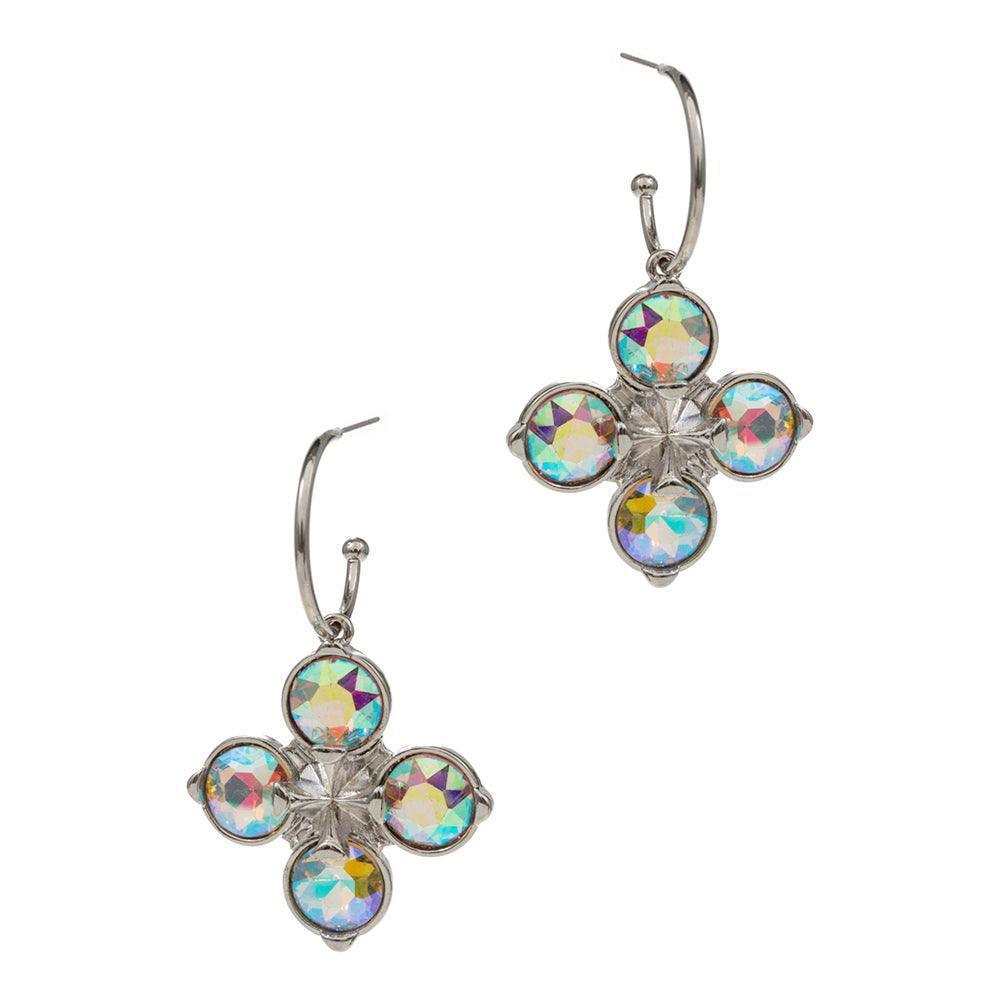 Crystal Stone Flower Cluster Dangle Earrings - Jewelry Store by Erik Rayo