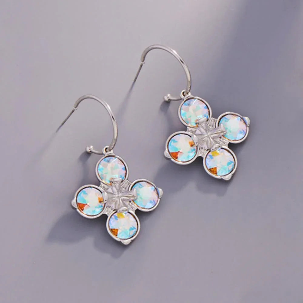 Crystal Stone Flower Cluster Dangle Earrings - Jewelry Store by Erik Rayo