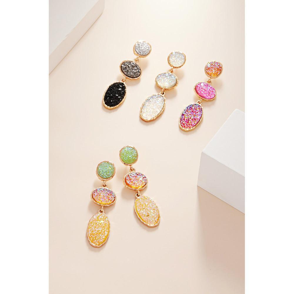 Yellow Triple Druzy Cluster Dropdown Earrings - Jewelry Store by Erik Rayo