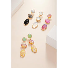 Load image into Gallery viewer, Yellow Triple Druzy Cluster Dropdown Earrings
