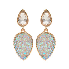 Load image into Gallery viewer, White Teardrop Druzy Cluster Dangle Earrings
