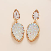 Load image into Gallery viewer, White Teardrop Druzy Cluster Dangle Earrings
