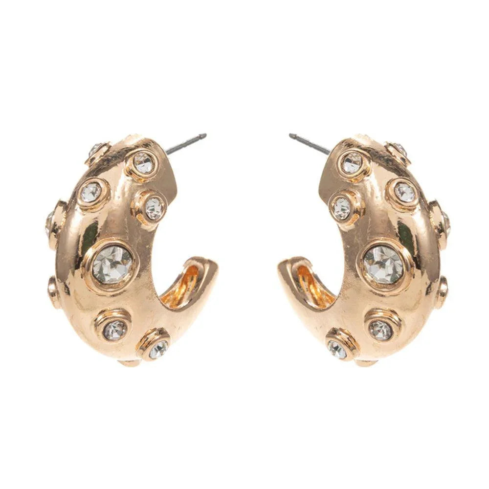 Clear Stone Pointed Chunky Hoop Earrings - Jewelry Store by Erik Rayo