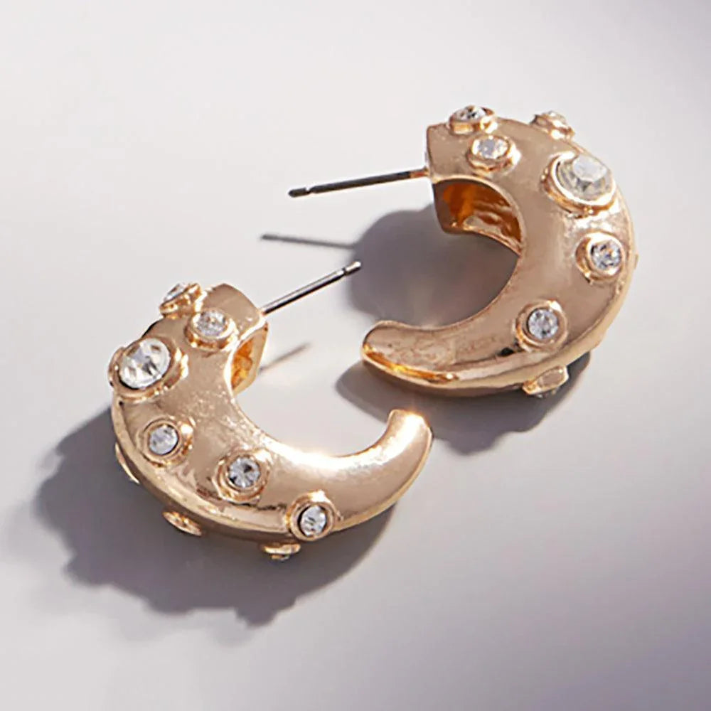 Clear Stone Pointed Chunky Hoop Earrings - Jewelry Store by Erik Rayo