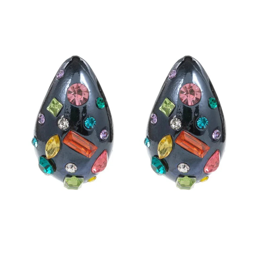 Black Multi Stone Paved Teardrop Earrings - Jewelry Store by Erik Rayo