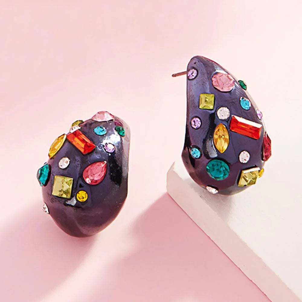 Black Multi Stone Paved Teardrop Earrings - Jewelry Store by Erik Rayo