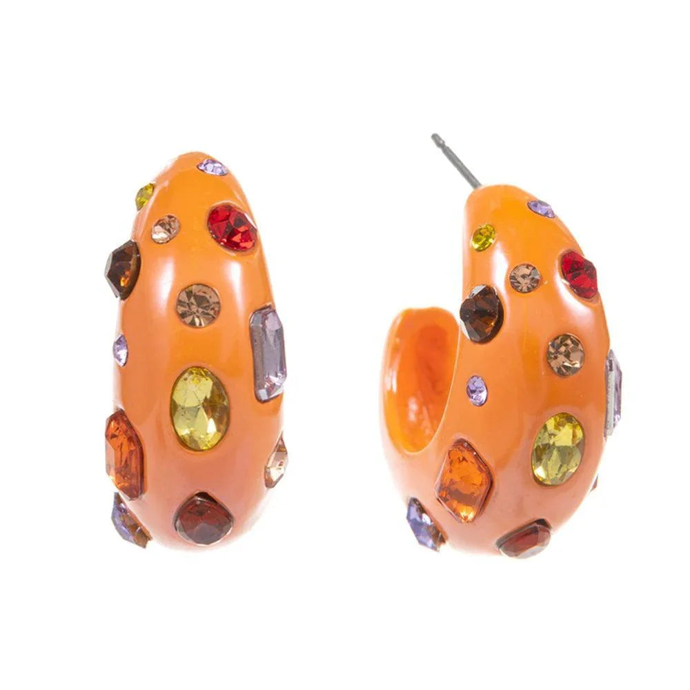 Multi Stone Paved Chunky Hoop Earrings - Jewelry Store by Erik Rayo
