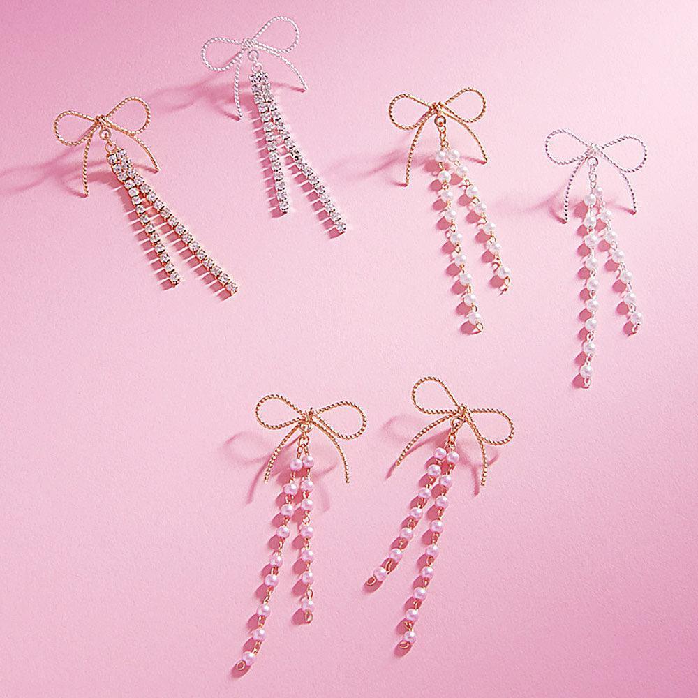 Clear Rhinestone Ribbon Bow Earrings - Jewelry Store by Erik Rayo