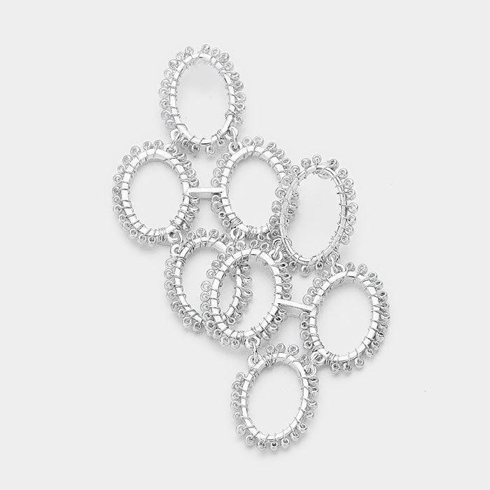 Silver Wire Wrapped Seed Bead Oval Earrings - Jewelry Store by Erik Rayo