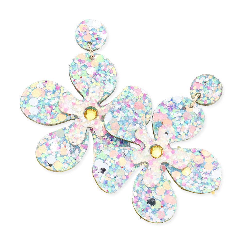 Blue Sparkle Daisy Dangle Earrings - Jewelry Store by Erik Rayo