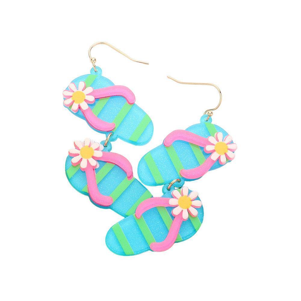 Blue Resin Flip Flops Dangle Earrings - Jewelry Store by Erik Rayo