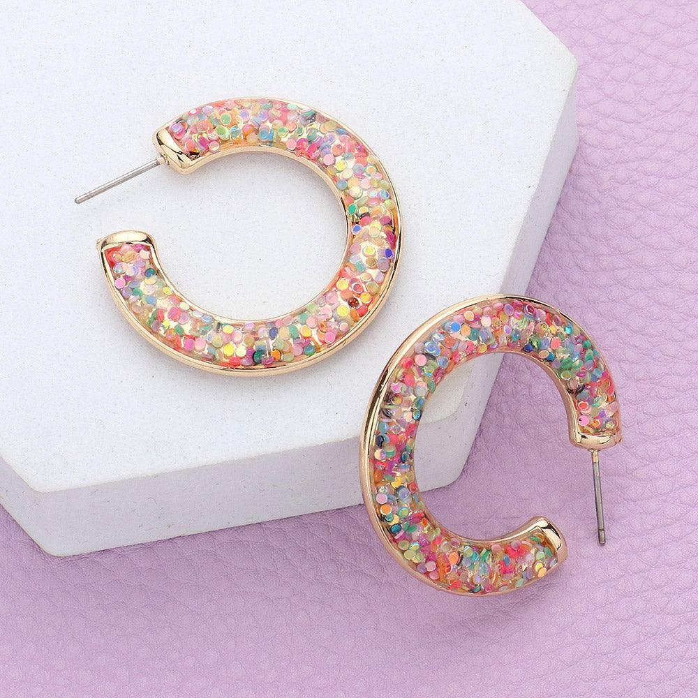 Glitter Inlay Resin Hoop Earrings - Jewelry Store by Erik Rayo