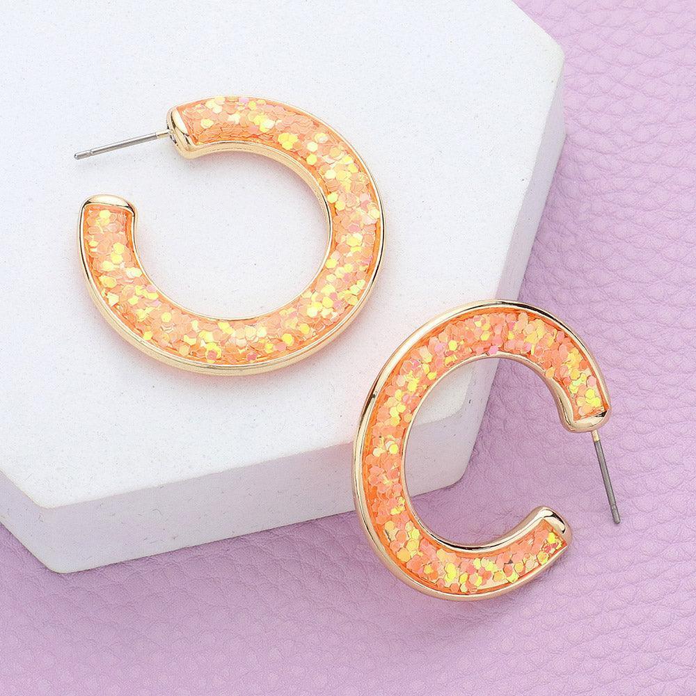 Glitter Inlay Resin Hoop Earrings - Jewelry Store by Erik Rayo