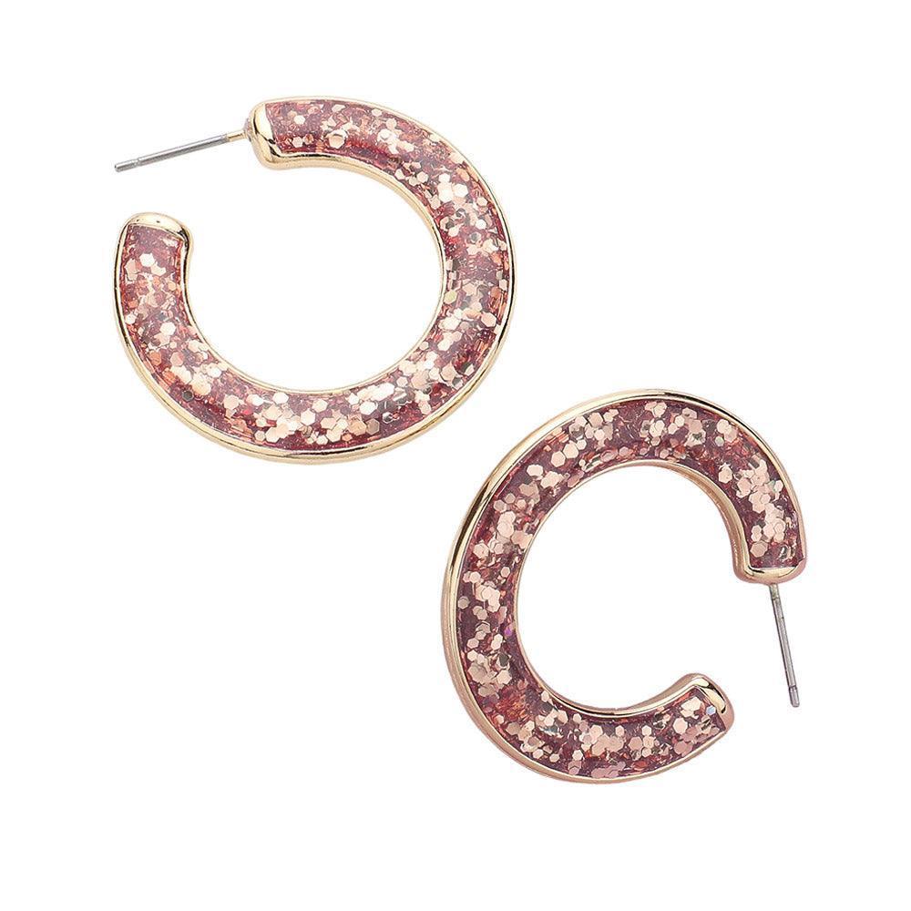 Gold Glitter Inlay Resin Hoop Earrings - Jewelry Store by Erik Rayo