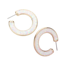 Load image into Gallery viewer, White Glitter Inlay Resin Hoop Earrings
