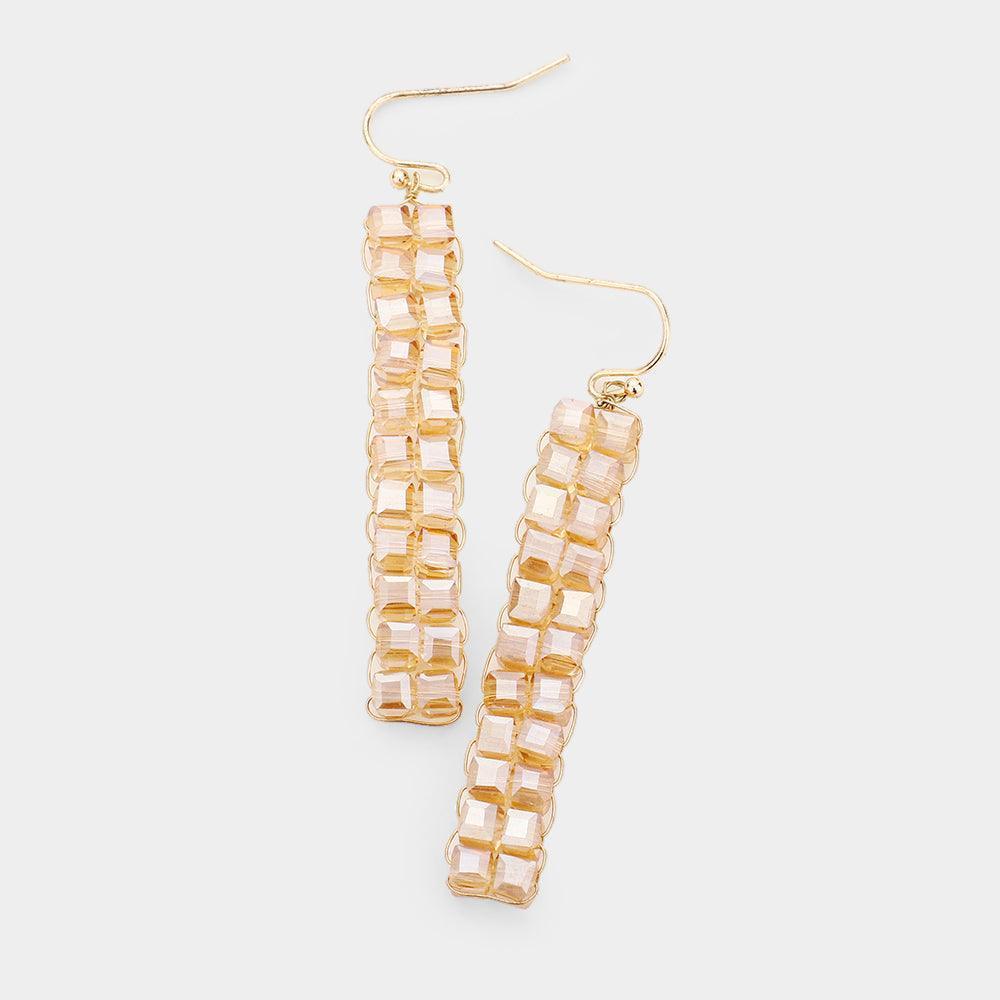 Gold Square Bead Statement Drop Earrings - Jewelry Store by Erik Rayo