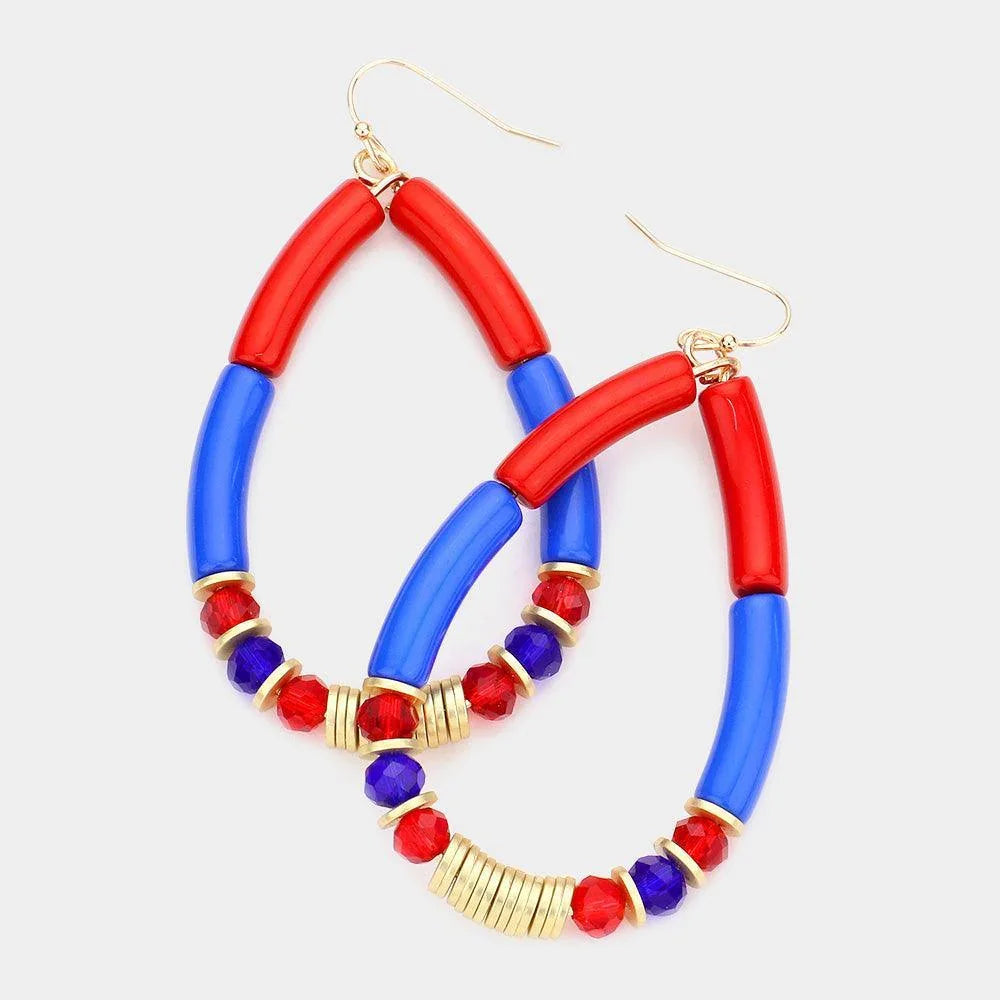 American USA Flag Teardrop Dangle Earrings - Jewelry Store by Erik Rayo