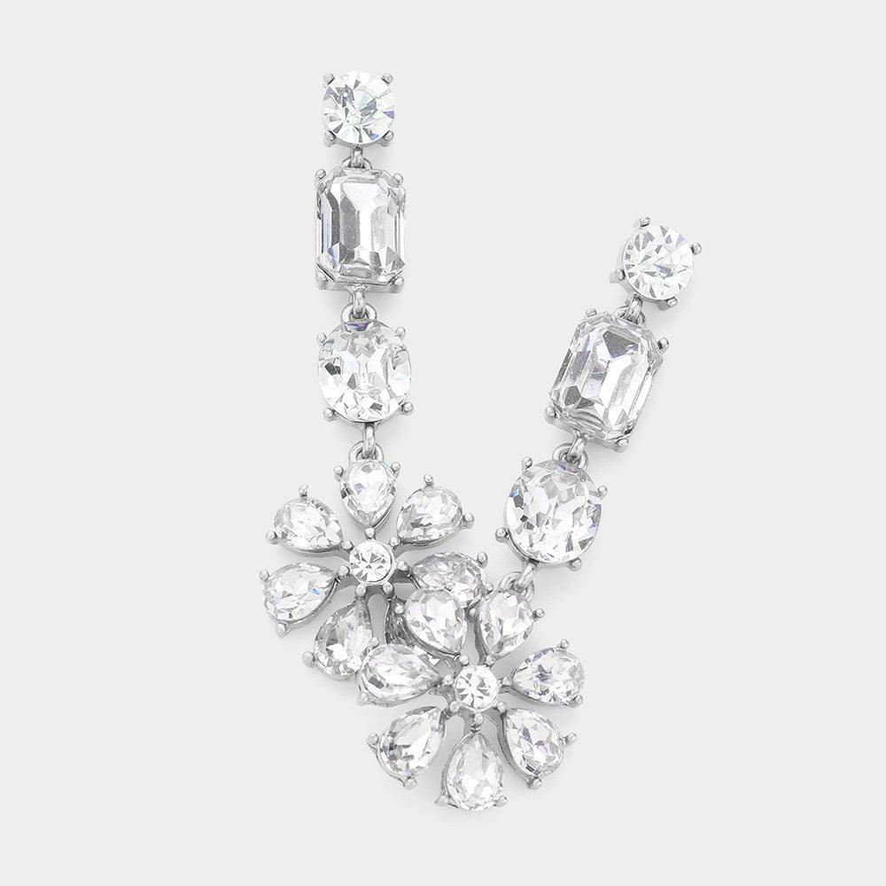 Silver Flower Stone Cluster Earrings - Jewelry Store by Erik Rayo