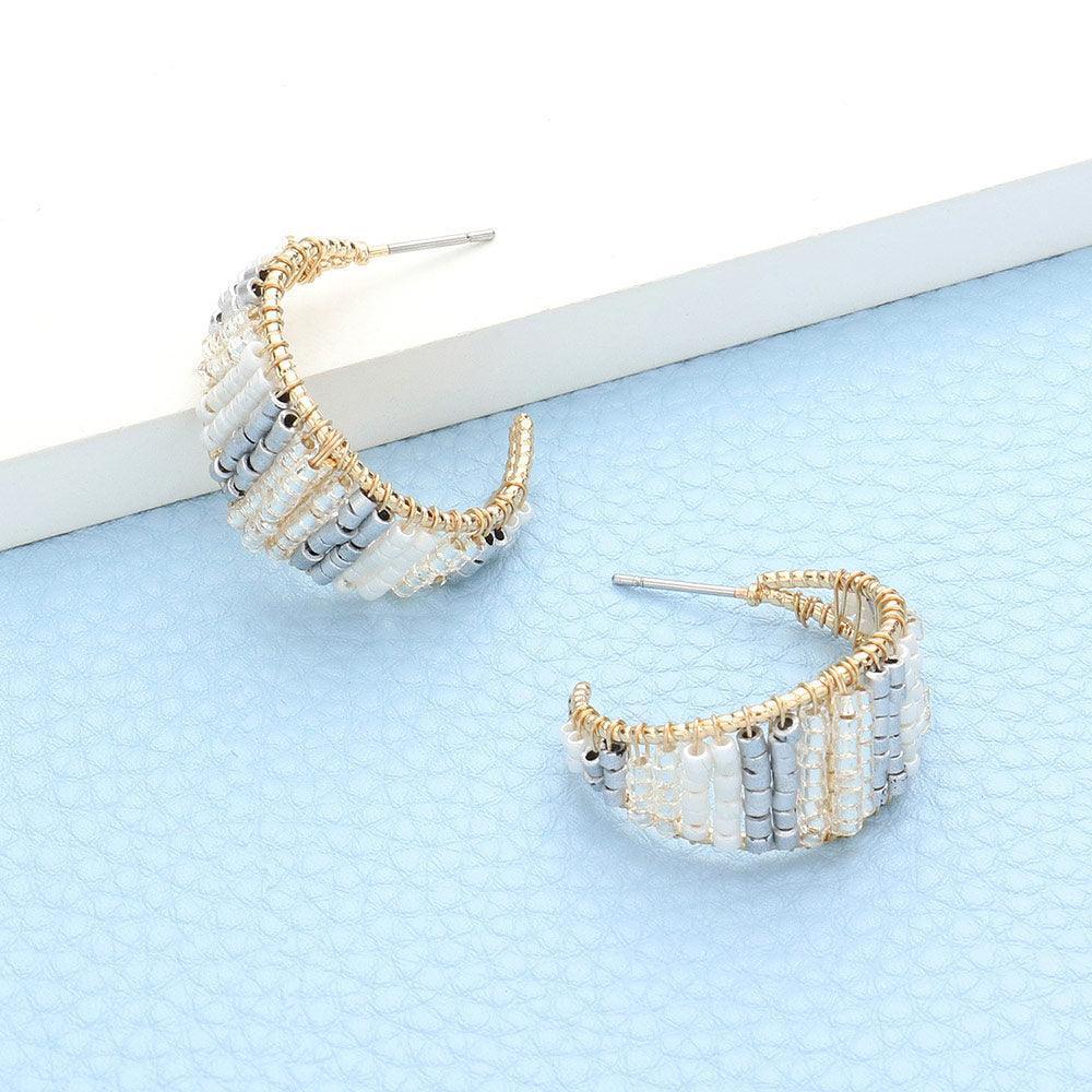 Silver Beaded Hoop Earrings - Jewelry Store by Erik Rayo