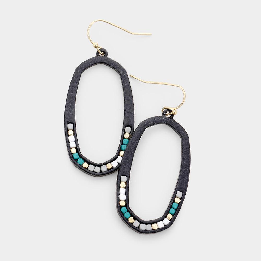 Gold Resin Round Seed Bead Earrings - Jewelry Store by Erik Rayo
