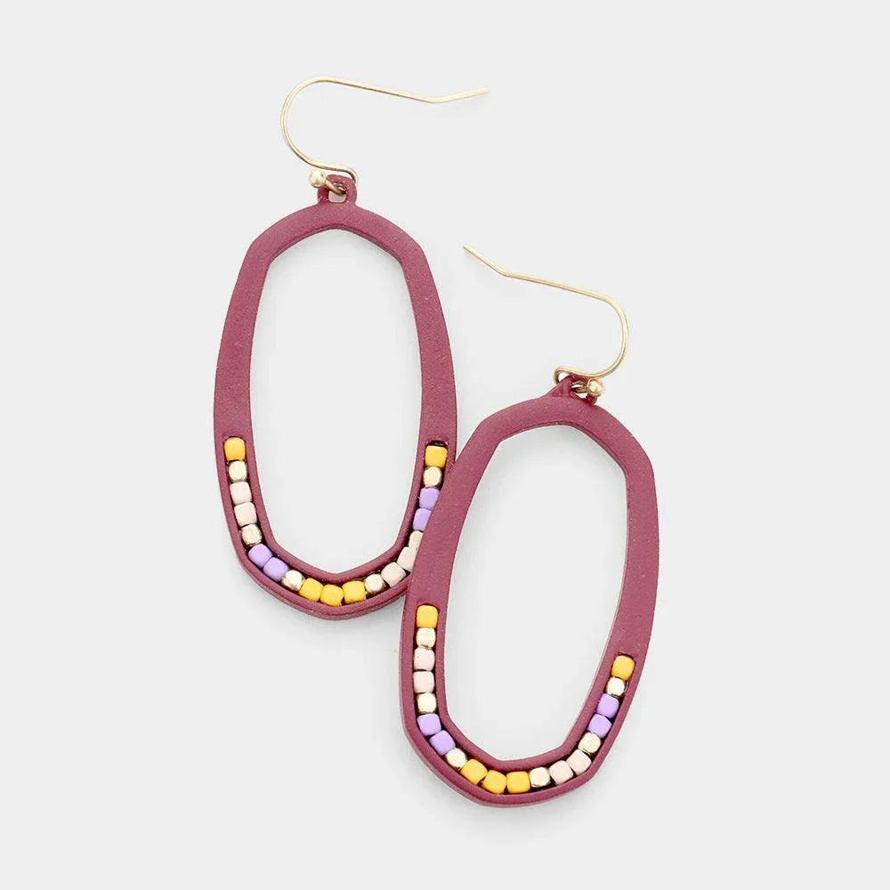 Gold Resin Round Seed Bead Earrings - Jewelry Store by Erik Rayo