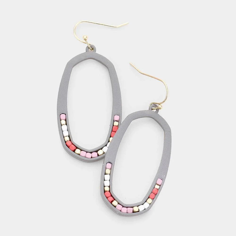 Gray Resin Round Seed Bead Earrings - Jewelry Store by Erik Rayo