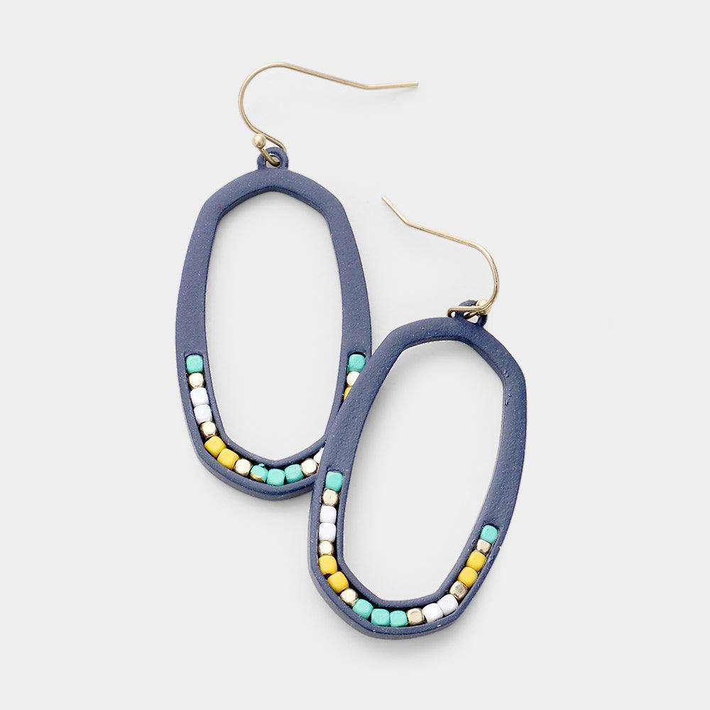 Gold Resin Round Seed Bead Earrings - Jewelry Store by Erik Rayo