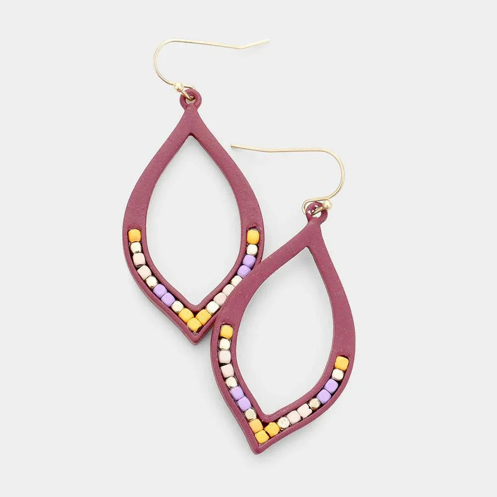 Gold Resin Seed Bead Dangle Earrings - Jewelry Store by Erik Rayo