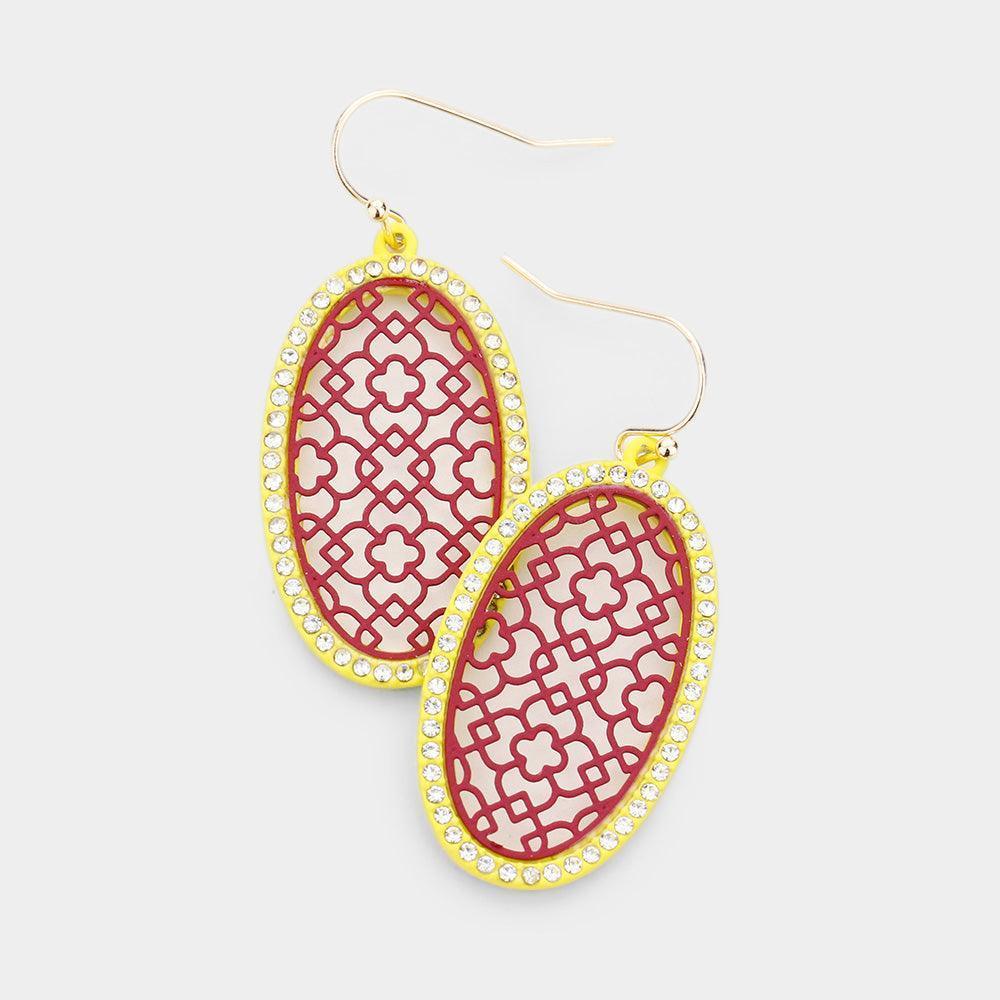Burgundy 

Filigree Rhinestone Pave Round Earrings - Jewelry Store by Erik Rayo