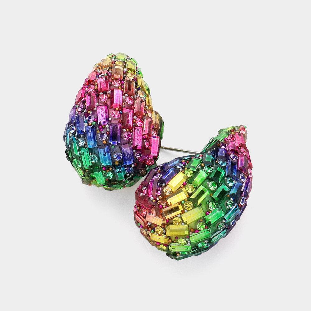 Baguette Stone Embellished Teardrop Earrings - Jewelry Store by Erik Rayo