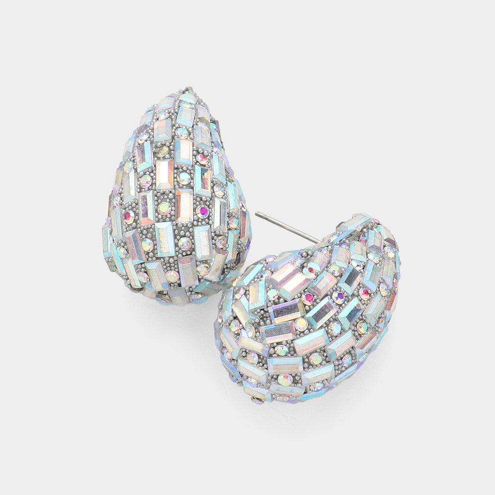 Baguette Stone Embellished Teardrop Earrings - Jewelry Store by Erik Rayo