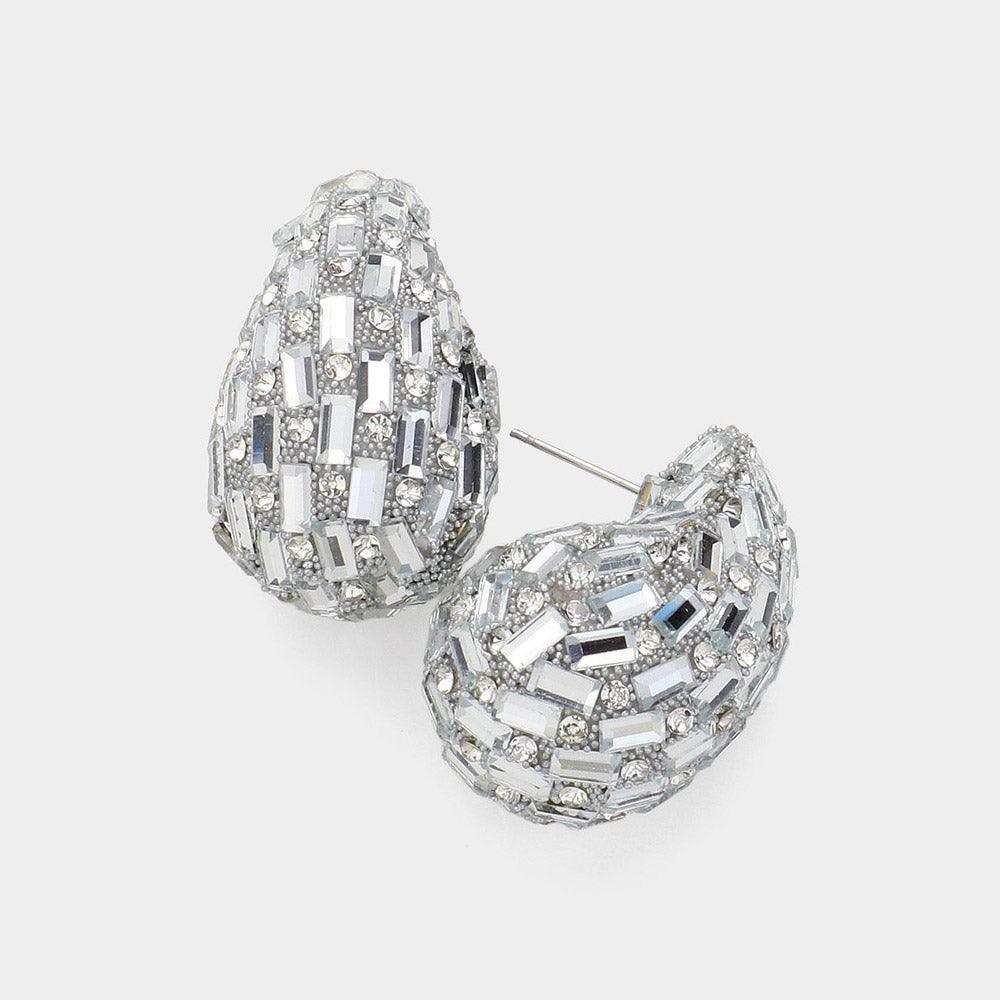Baguette Stone Embellished Teardrop Earrings - Jewelry Store by Erik Rayo