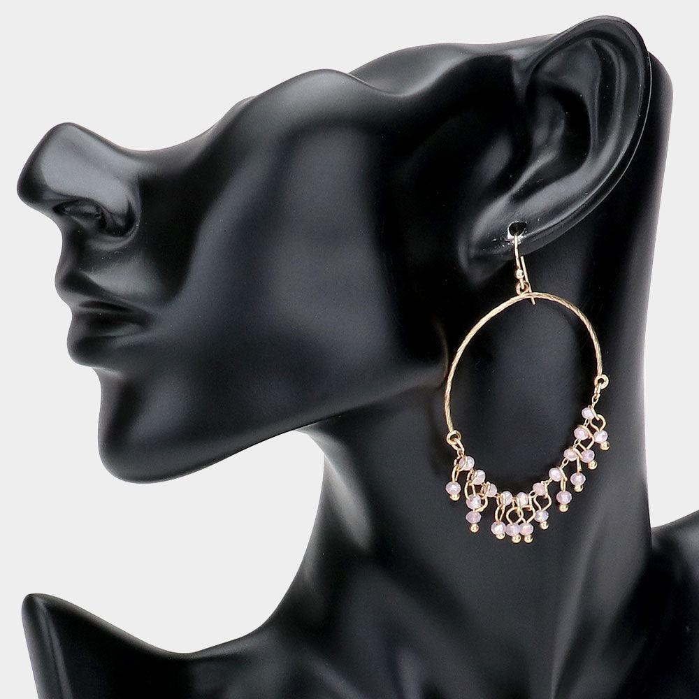 Pink Faceted Bead Chandelier Dangle Earrings - Jewelry Store by Erik Rayo