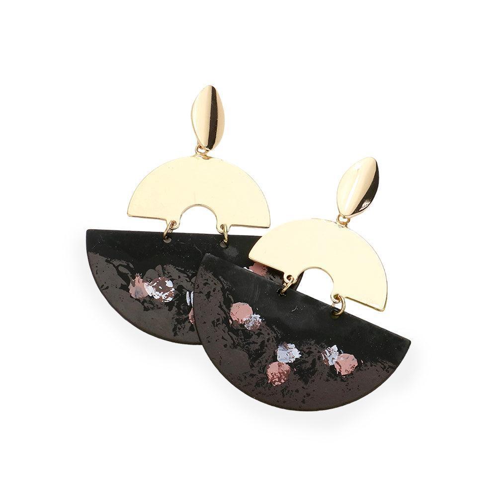 Black Paint Splash Metal Geometric Dangle Earrings - Jewelry Store by Erik Rayo
